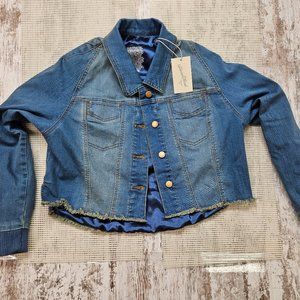 Universal Denim Women's Stretchy Cotton Blend High Low Jean Jacket Medium Blue